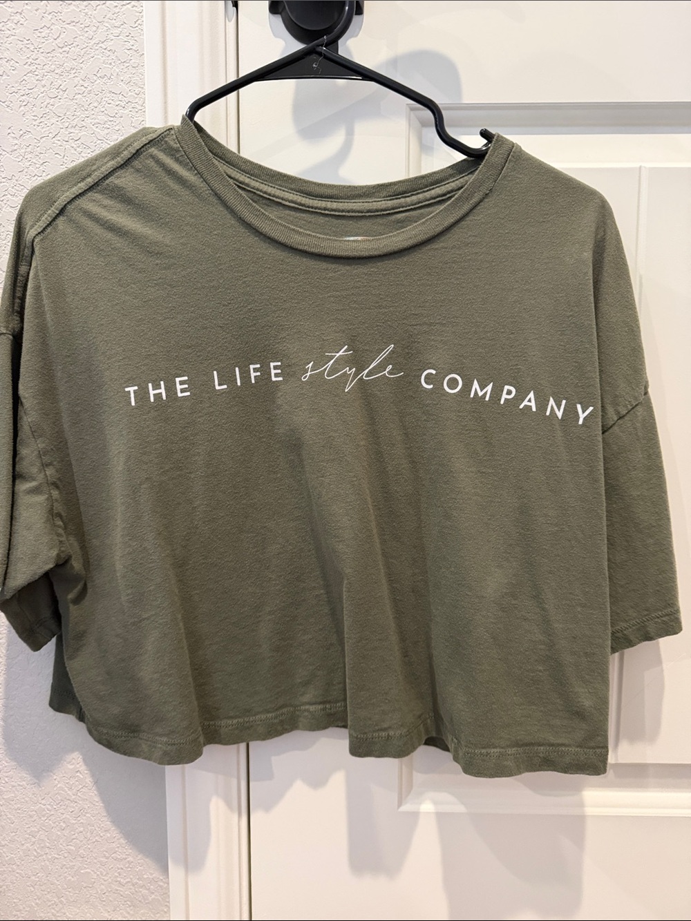 The Life Style Company Olive Green Crop Tee